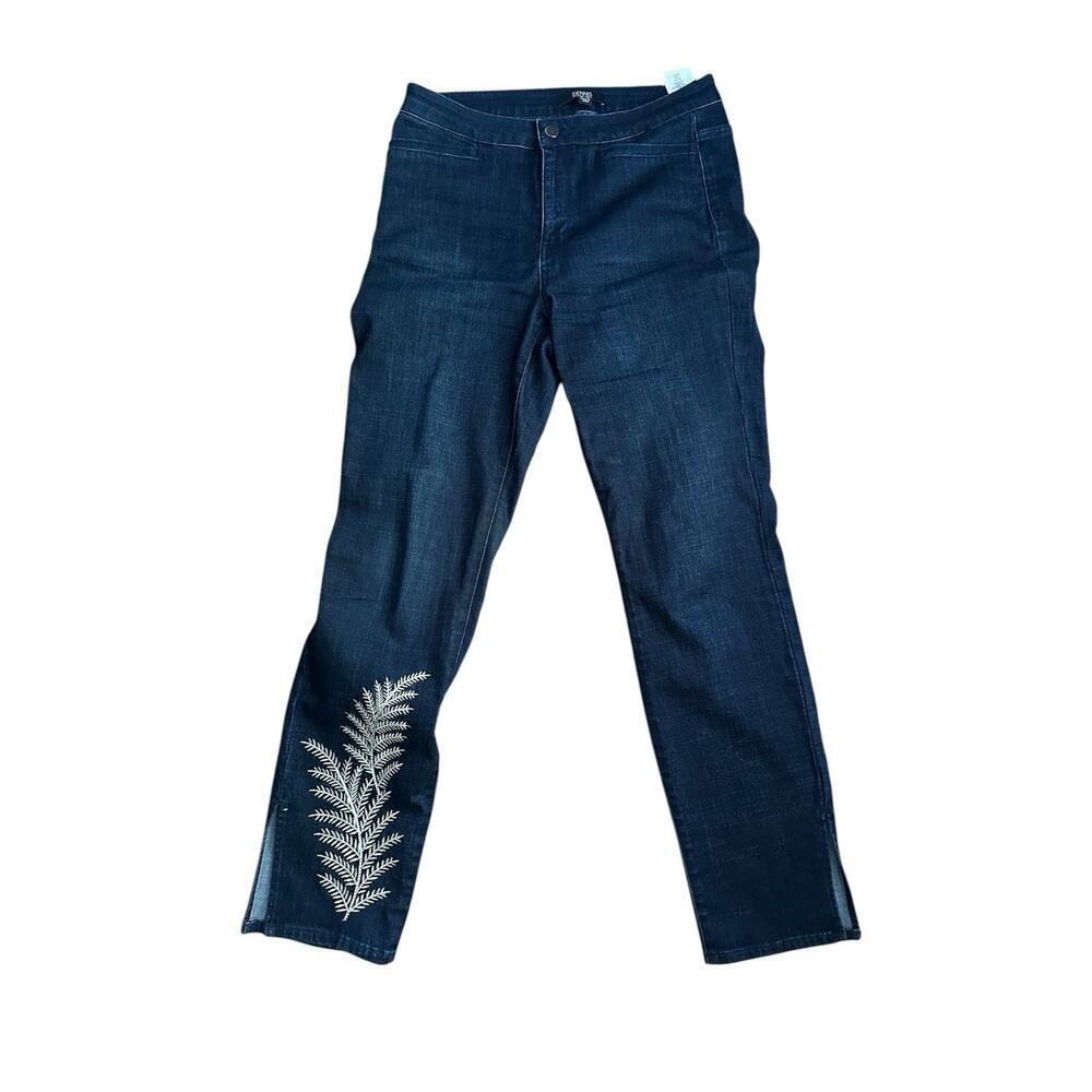 Dennis Basso Medium Wash Stretch Denim Slim Leg Zip Front Jeans Size 6